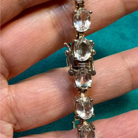 Vntg white topaz tennis bracelet, 925 sterling silver Thailand. - Picture 2 of 11